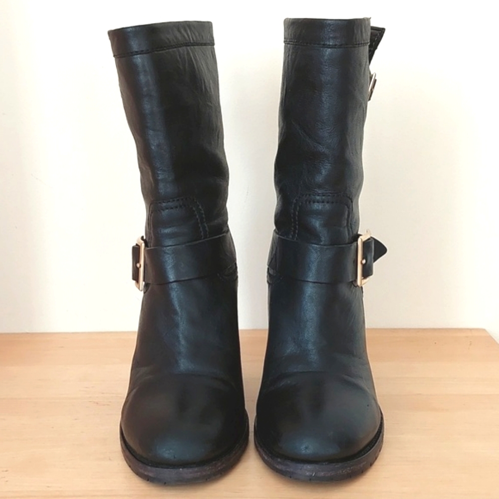Jimmy Choo Black Ankle Boots with Gold Buckles - Picture 2 of 16
